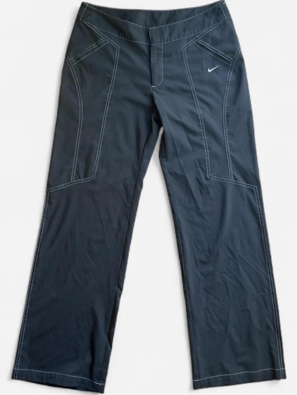 Nike Vintage Y2K Loose Straight Leg Mid-Rise Track Pants with White Stitching